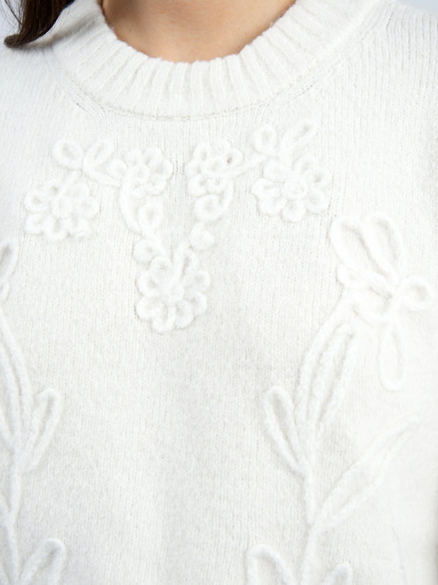 RD STYLE Rhiana Floral Embroidered Knit Sweater