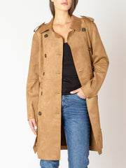 BLACK TAPE Faux Suede Belted Trench Coat