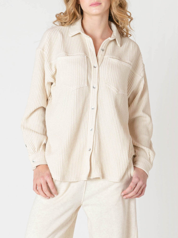 ROOM 34 Waffle Knit Button Front Shirt