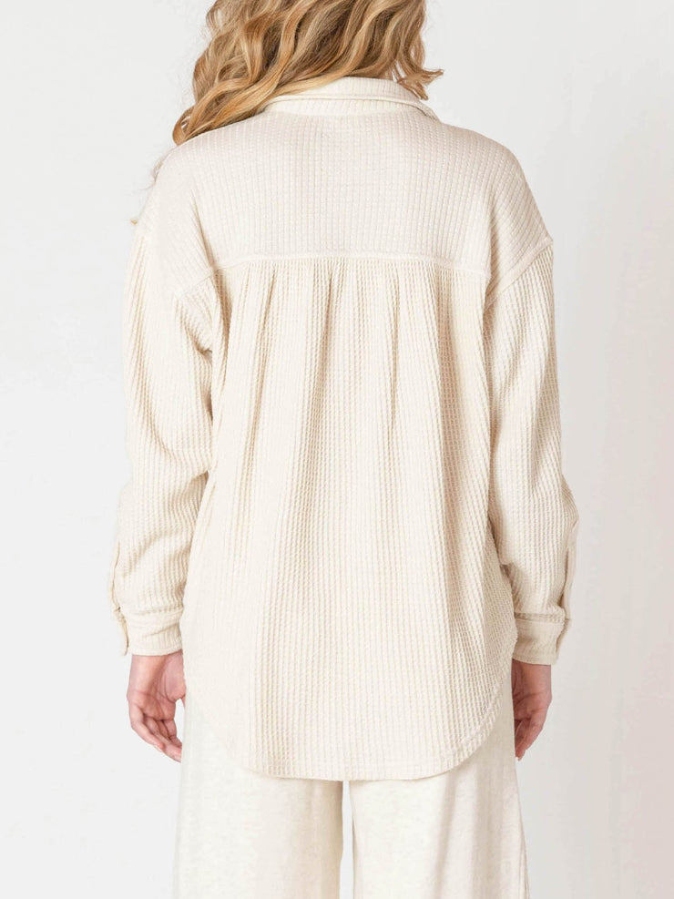 ROOM 34 Waffle Knit Button Front Shirt