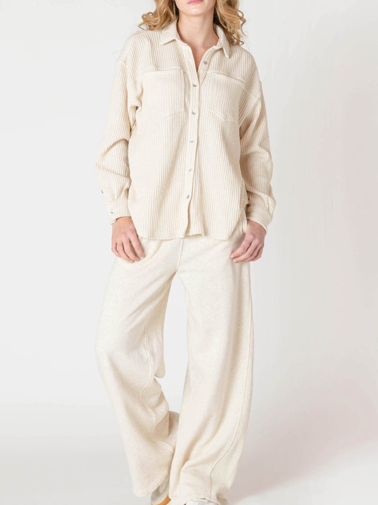 ROOM 34 Waffle Knit Button Front Shirt
