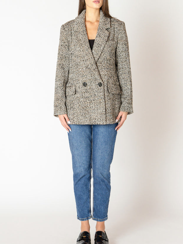 BLACK TAPE Double Breasted Tweed Blazer