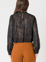 BLACK TAPE Sheer Embroidered Lace Top