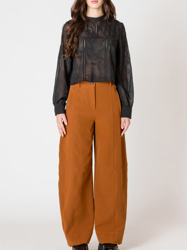 BLACK TAPE Sheer Embroidered Lace Top