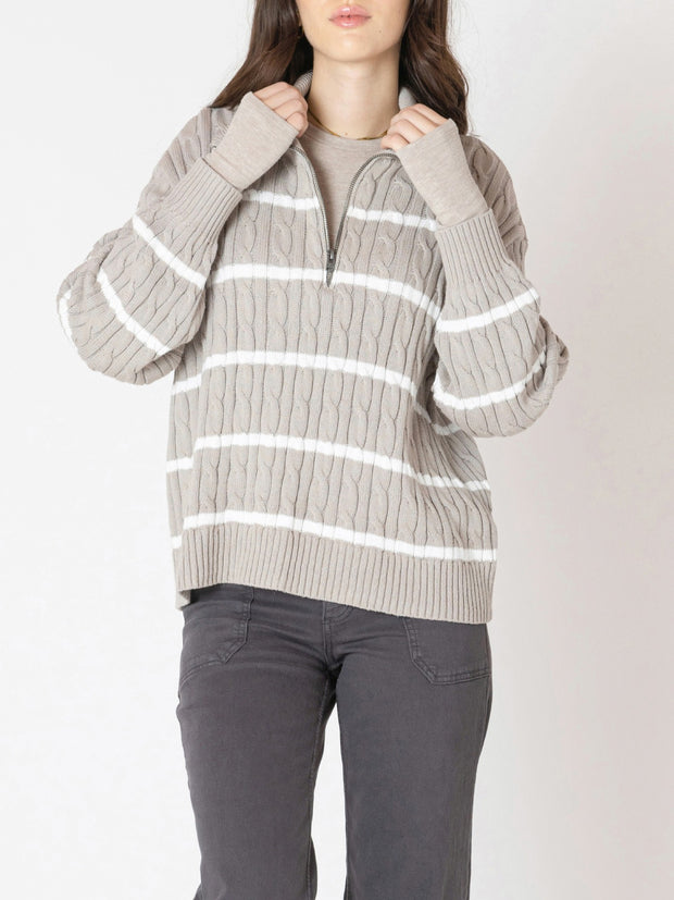 DEX Half Zip Cable Knit Sweater