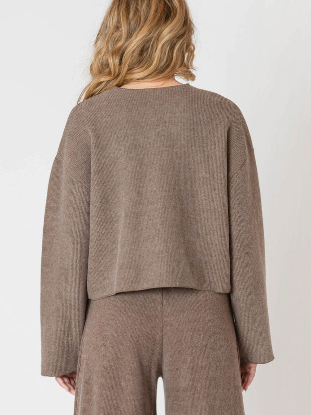 ROOM 34 Rib Knit Cardigan & Wide Leg Pant Set