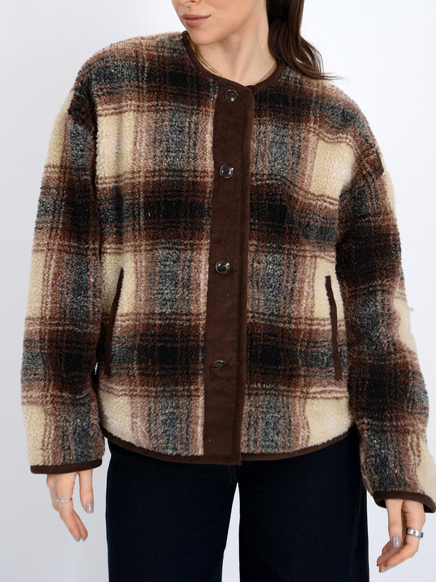 RD STYLE Sophie Plaid Sherpa Jacket