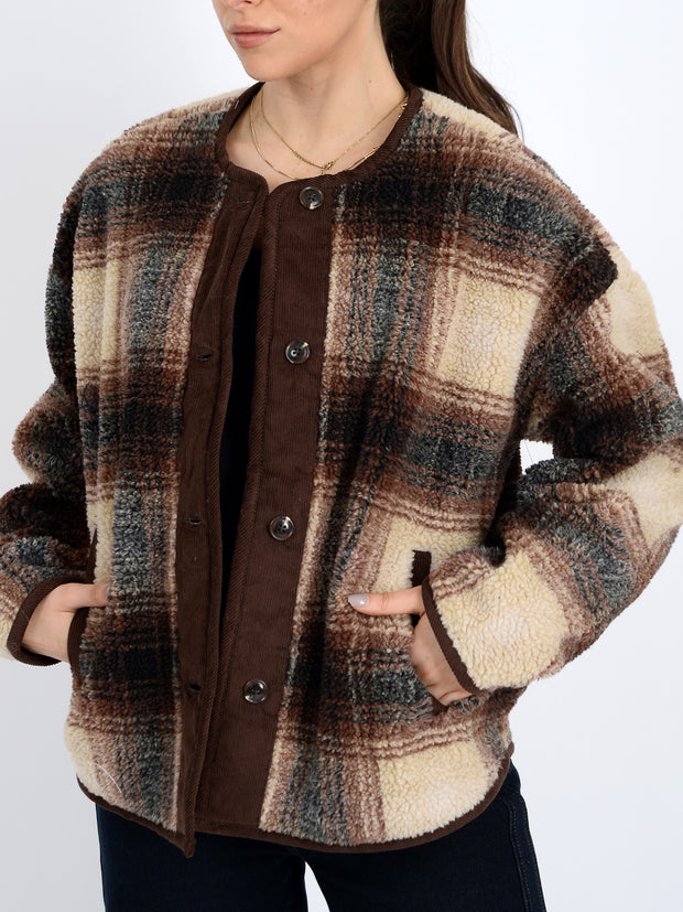 RD STYLE Sophie Plaid Sherpa Jacket