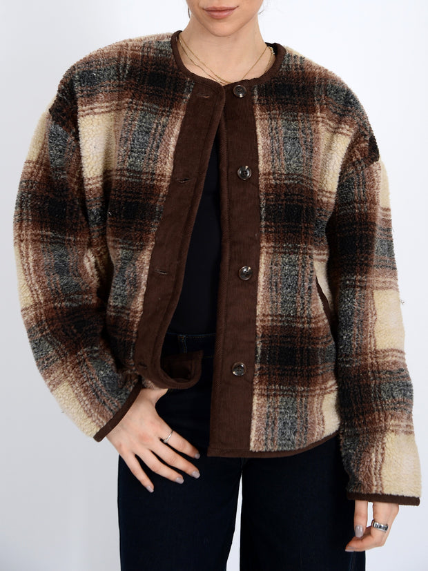 RD STYLE Sophie Plaid Sherpa Jacket