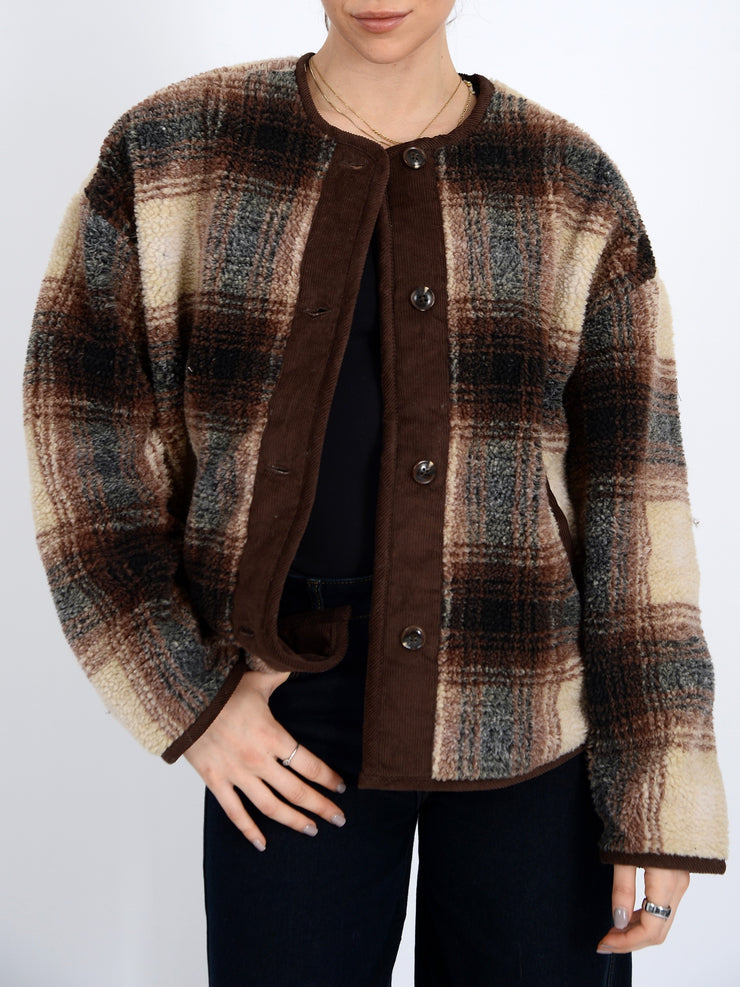 RD STYLE Sophie Plaid Sherpa Jacket