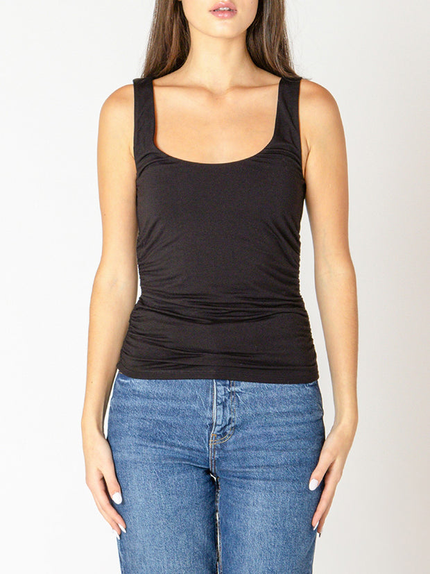 BLACK TAPE Ruched Scoop Neck Tank Top