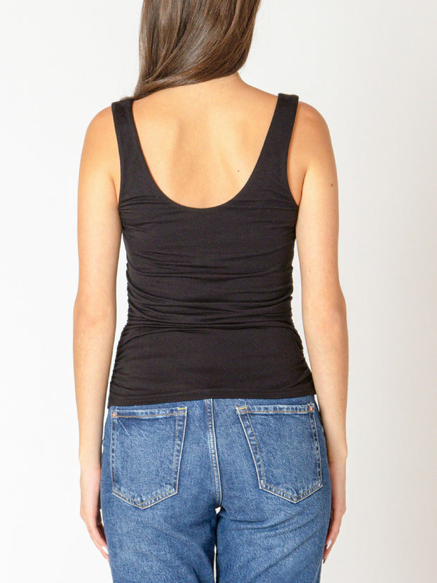 BLACK TAPE Ruched Scoop Neck Tank Top