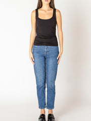 BLACK TAPE Ruched Scoop Neck Tank Top