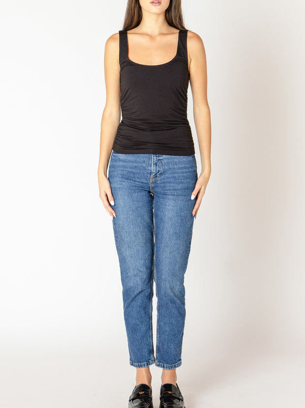 BLACK TAPE Ruched Scoop Neck Tank Top