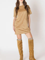DEX Faux Suede T-Shirt Dress