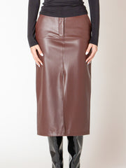 BLACK TAPE Faux Leather Midi Skirt