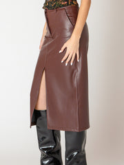 BLACK TAPE Faux Leather Midi Skirt