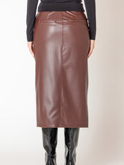 BLACK TAPE Faux Leather Midi Skirt