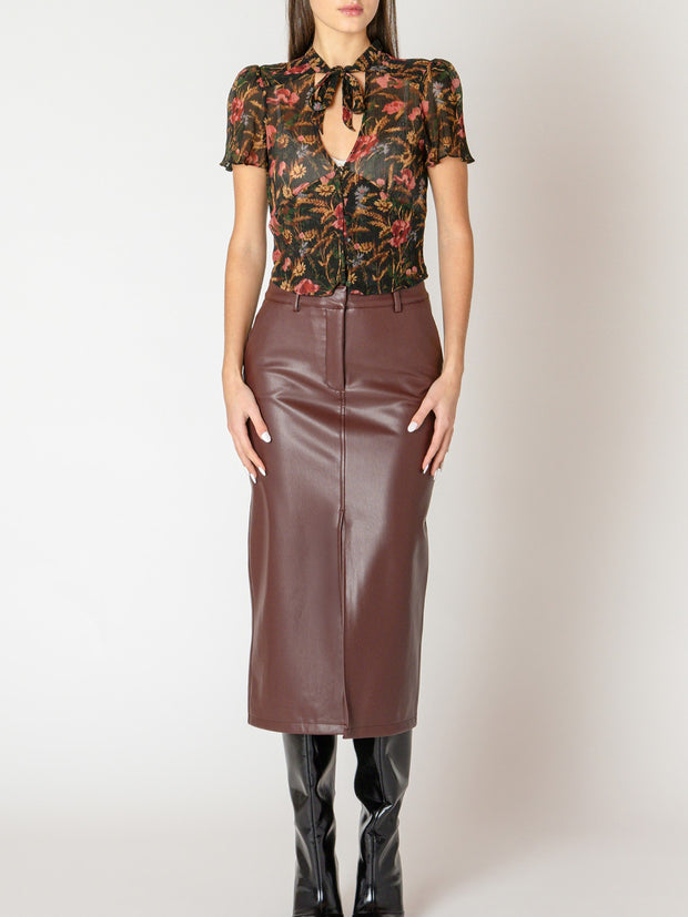 BLACK TAPE Faux Leather Midi Skirt