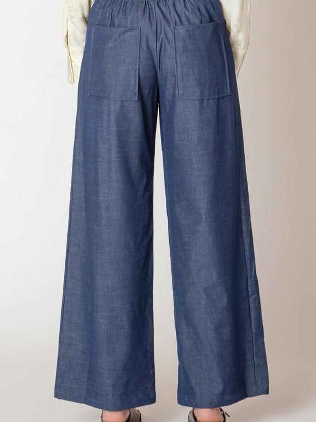 BLACK TAPE Belted Denim Wide Leg Trouser