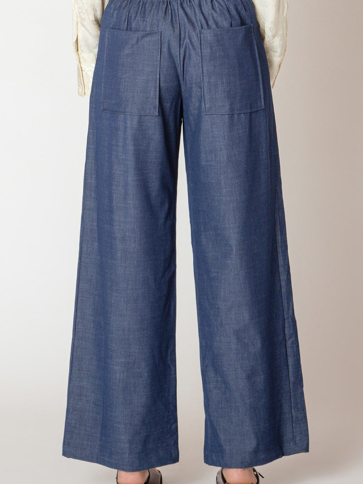 BLACK TAPE Belted Denim Wide Leg Trouser