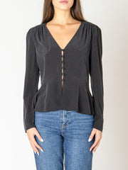 BLACK TAPE Peplum Long Sleeve Blouse