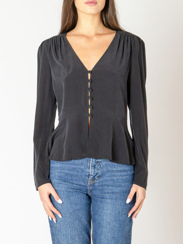 BLACK TAPE Peplum Long Sleeve Blouse