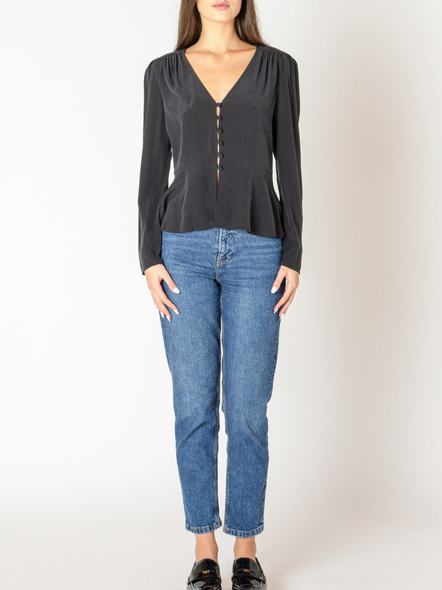 BLACK TAPE Peplum Long Sleeve Blouse