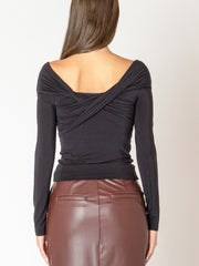 BLACK TAPE Off Shoulder Long Sleeve Top
