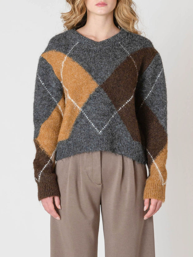 ROOM 34 V-Neck Patterned Sweater