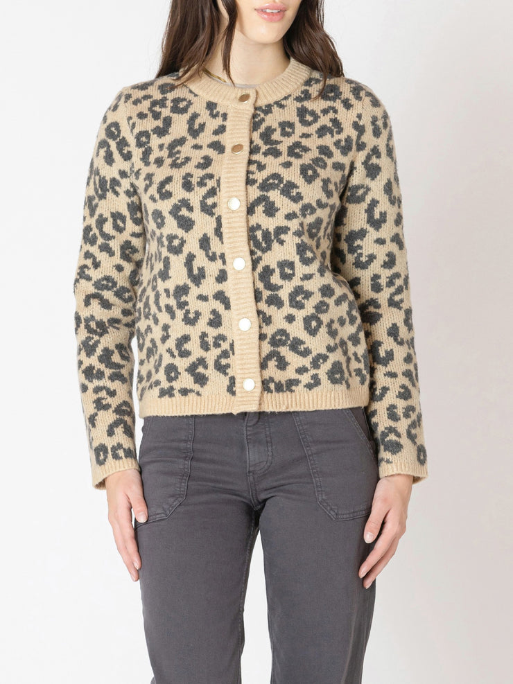 DEX Leopard Crewneck Cardigan