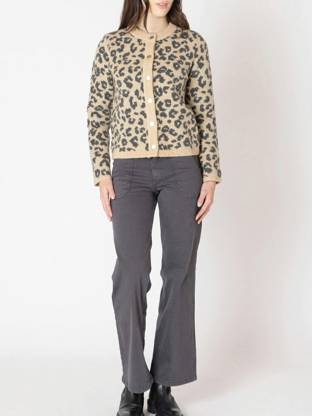 DEX Leopard Crewneck Cardigan