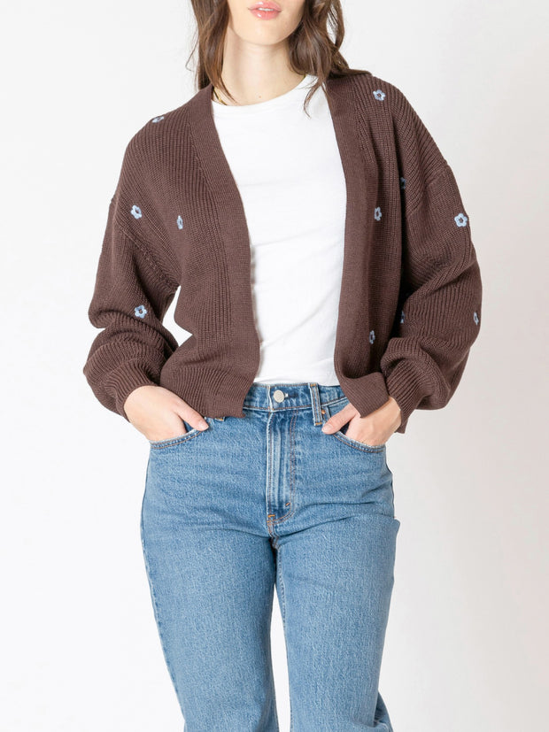 DEX Floral Embroidered Open Cardigan