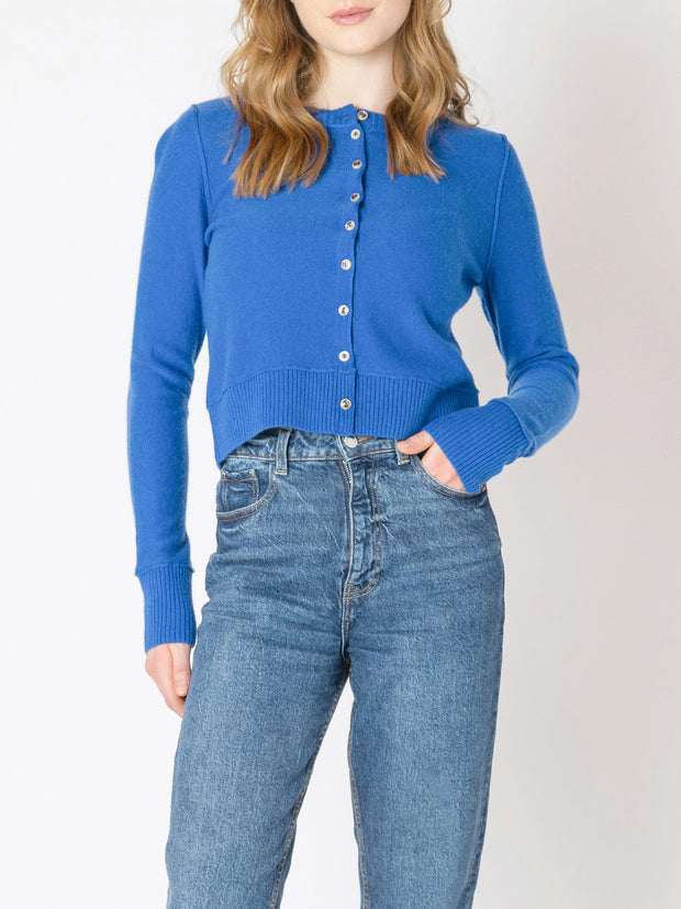 DEX Button Front Cropped Cardigan