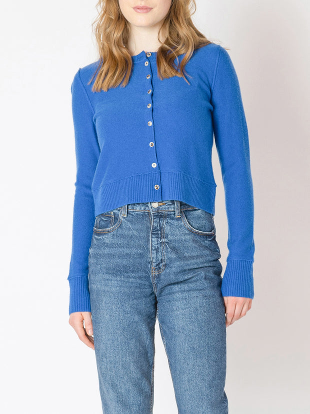DEX Button Front Cropped Cardigan