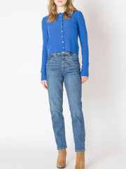 DEX Button Front Cropped Cardigan