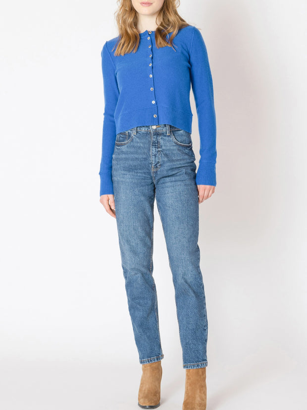 DEX Button Front Cropped Cardigan