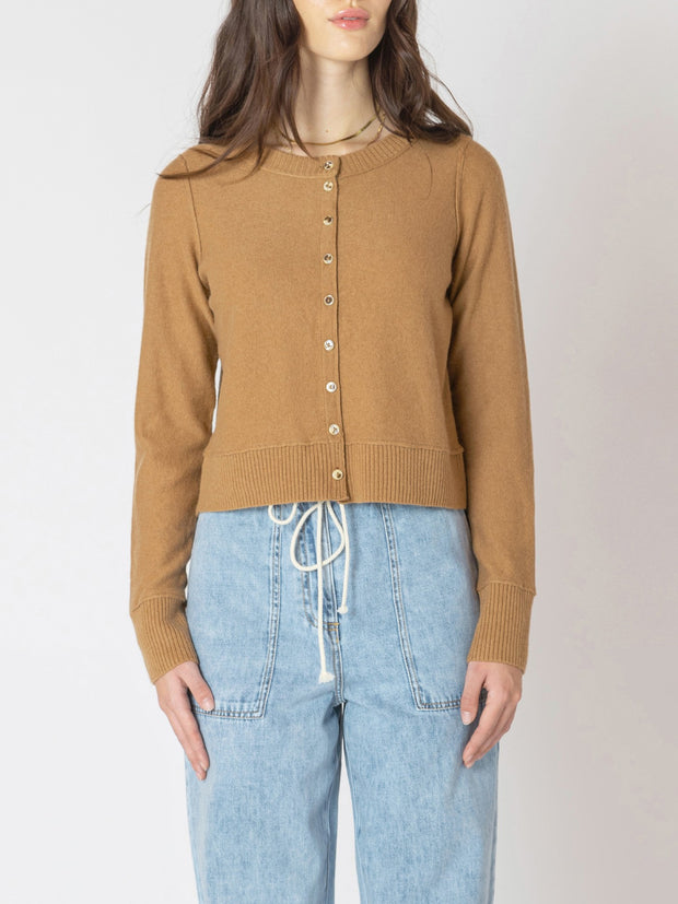 DEX Button Front Cropped Cardigan