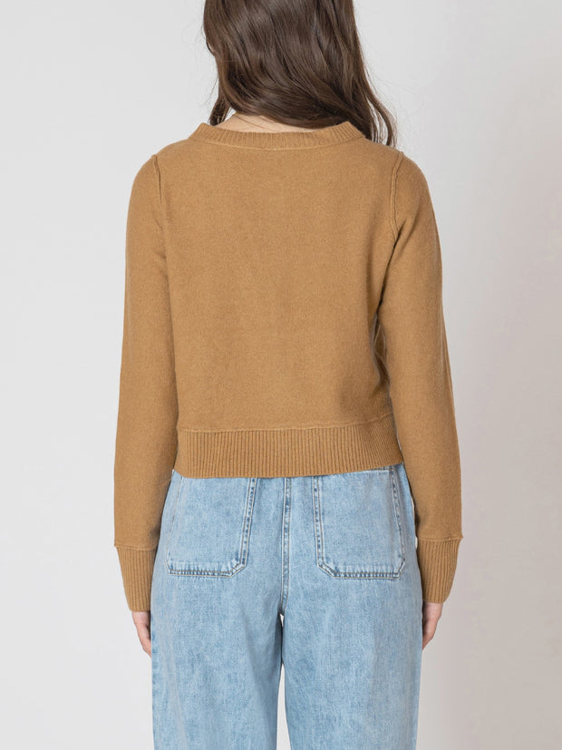 DEX Button Front Cropped Cardigan