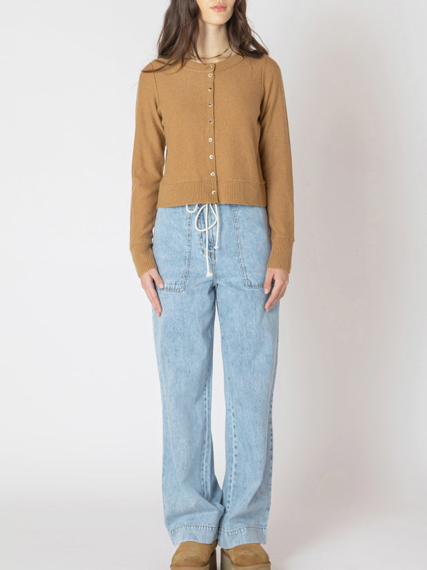 DEX Button Front Cropped Cardigan