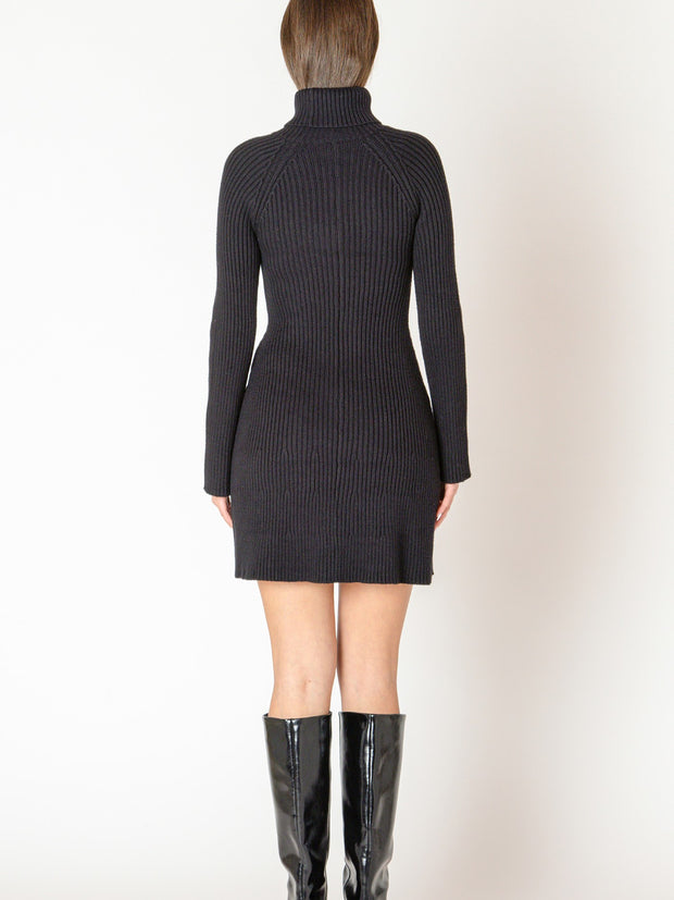 BLACK TAPE Ribbed Turtleneck Sweater Dress