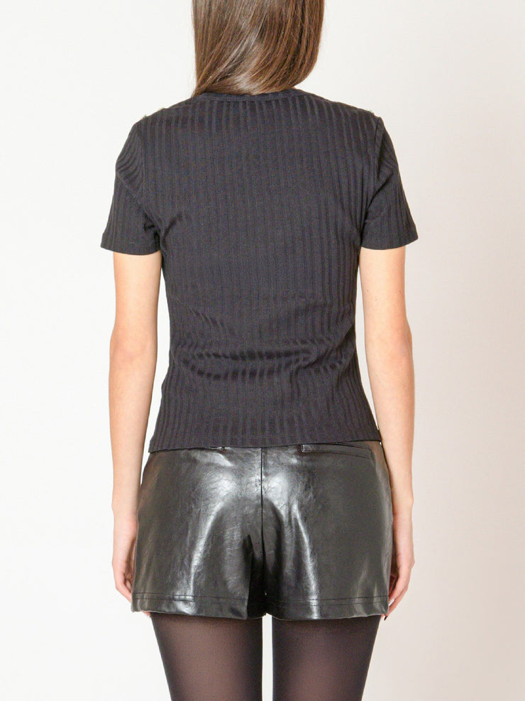 DEX Embellished Shoulder Rib Top