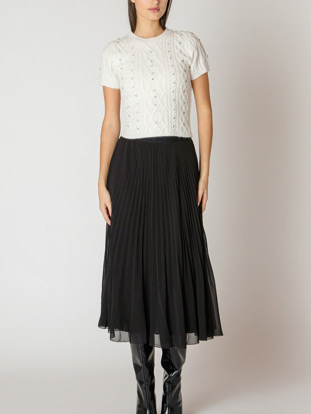 BLACK TAPE Crystal Cable Knit Sweater Top