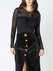 DEX Mesh Patterned Long Sleeve Bodysuit