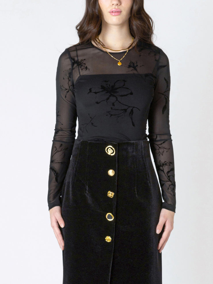 DEX Mesh Patterned Long Sleeve Bodysuit