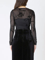 DEX Mesh Patterned Long Sleeve Bodysuit