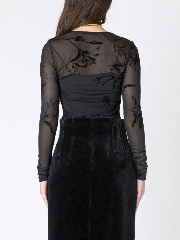 DEX Mesh Patterned Long Sleeve Bodysuit