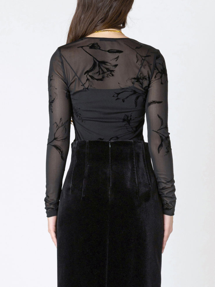 DEX Mesh Patterned Long Sleeve Bodysuit