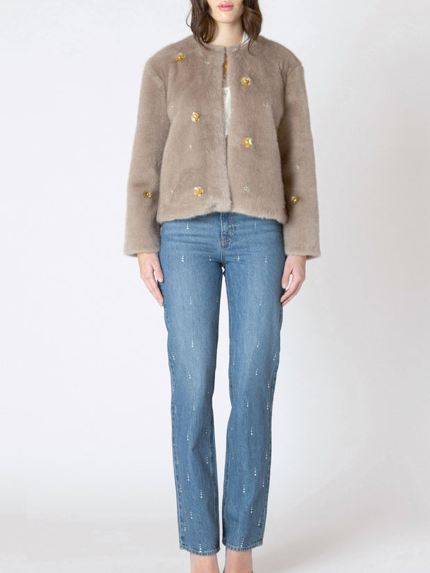 DEX Faux Fur Embellished Jacket