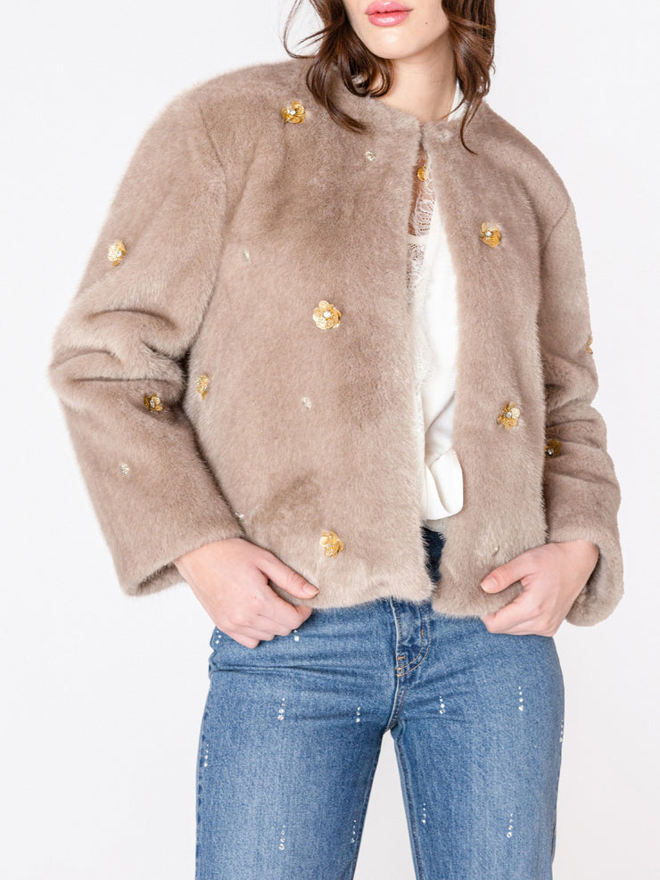DEX Faux Fur Embellished Jacket